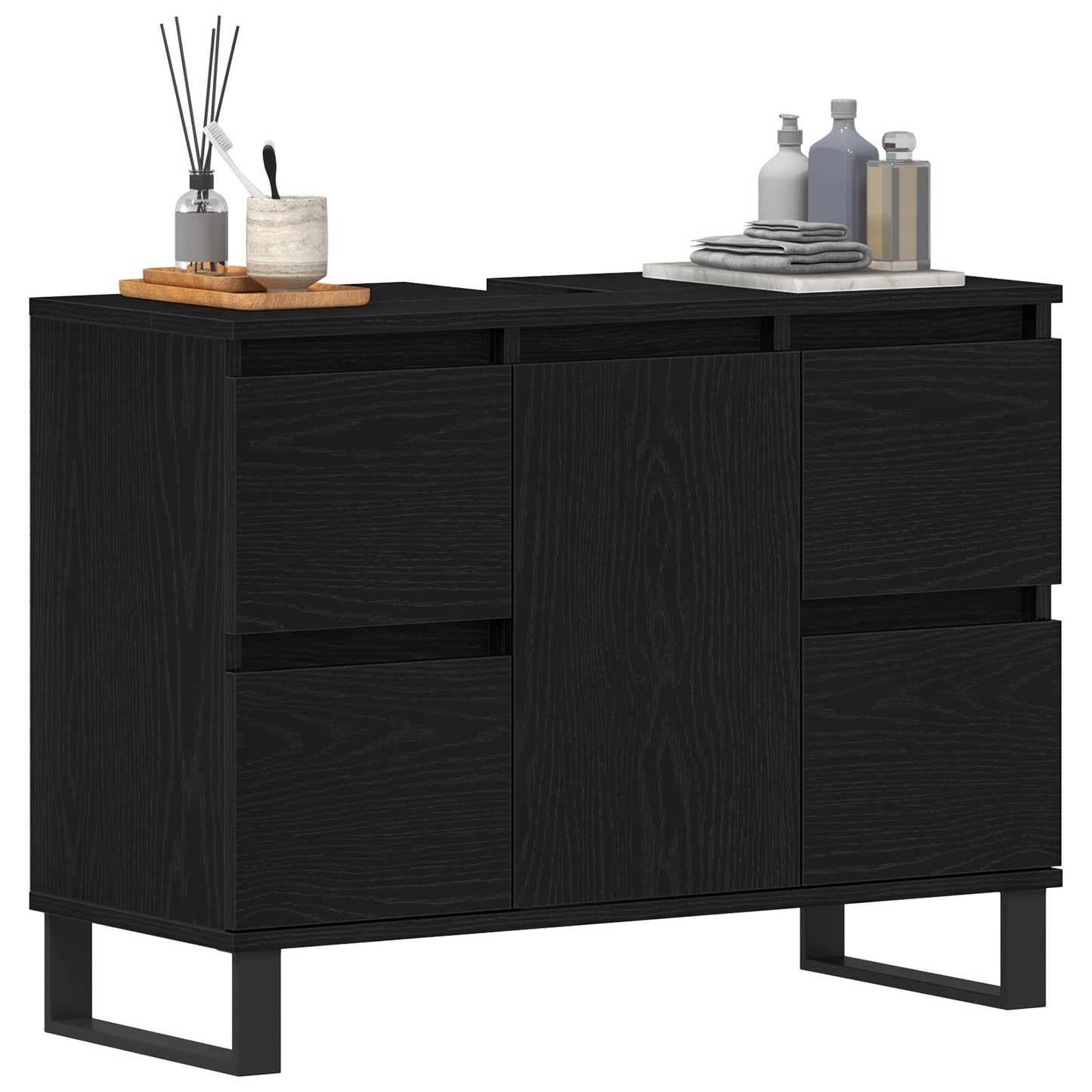 vidaXL Waschbeckenschrank Schwarze Eiche 80x33x60 cm Holzwerkstoff