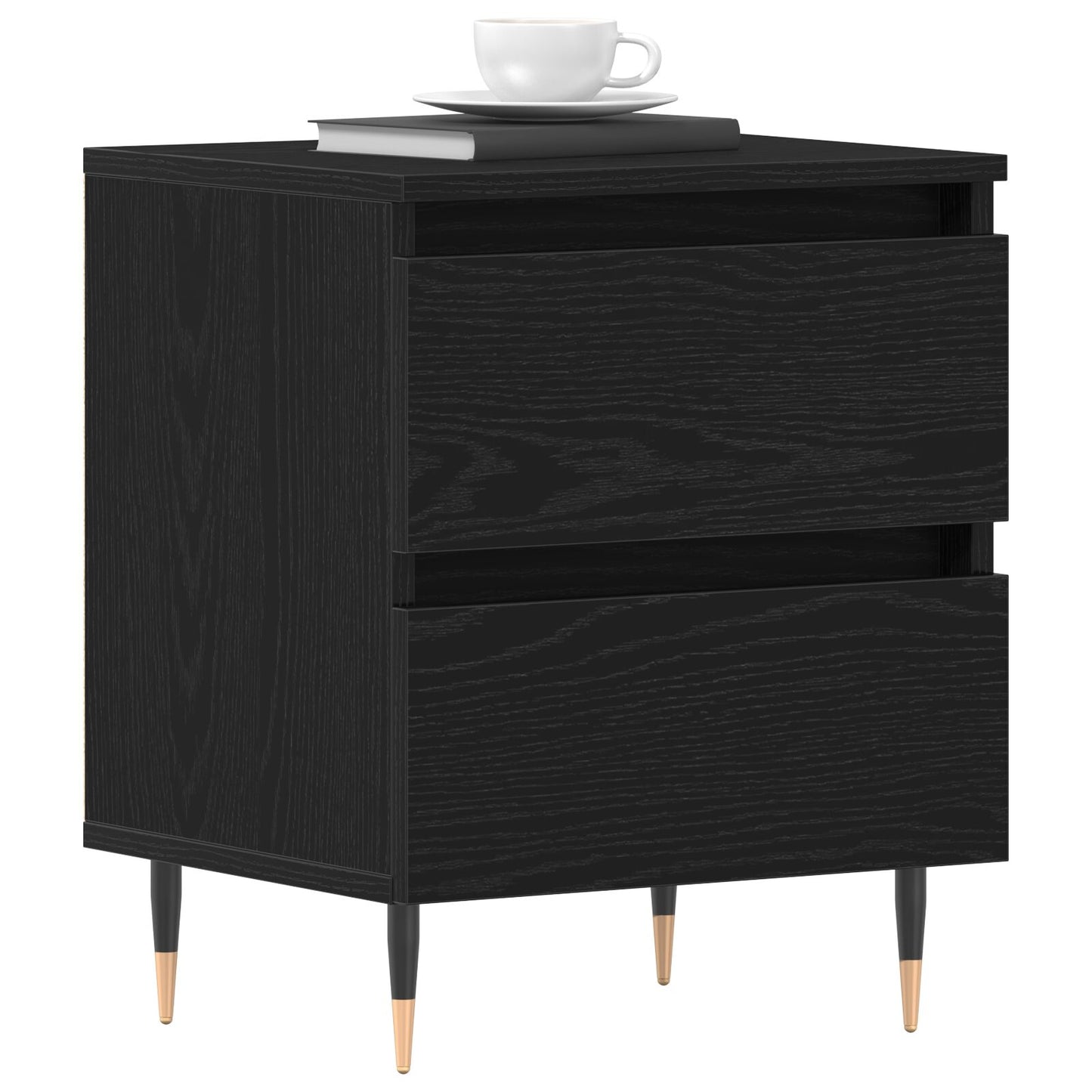 vidaXL Nachttische 2 Stück Schwarz Eiche 40x35x50 cm Spanplatte