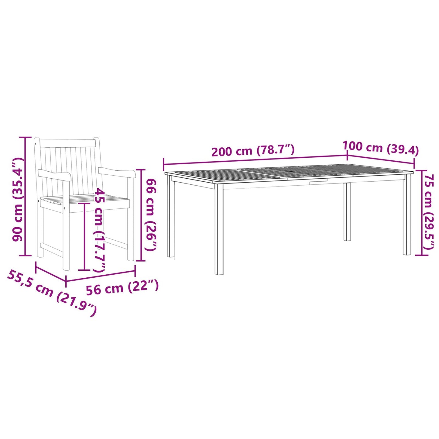 vidaXL 9-teiliges Garten-Esszimmer-Set aus massiven Akazienholz