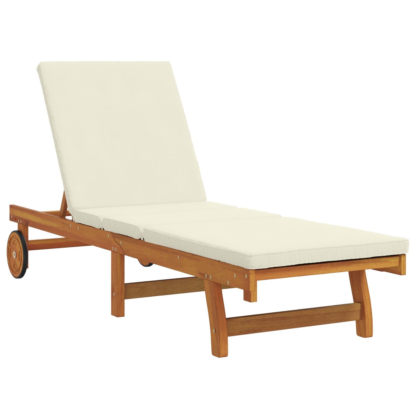 vidaXL Rollbare Sonnenliege mit Tisch und Kissen aus massivem Akazienholz