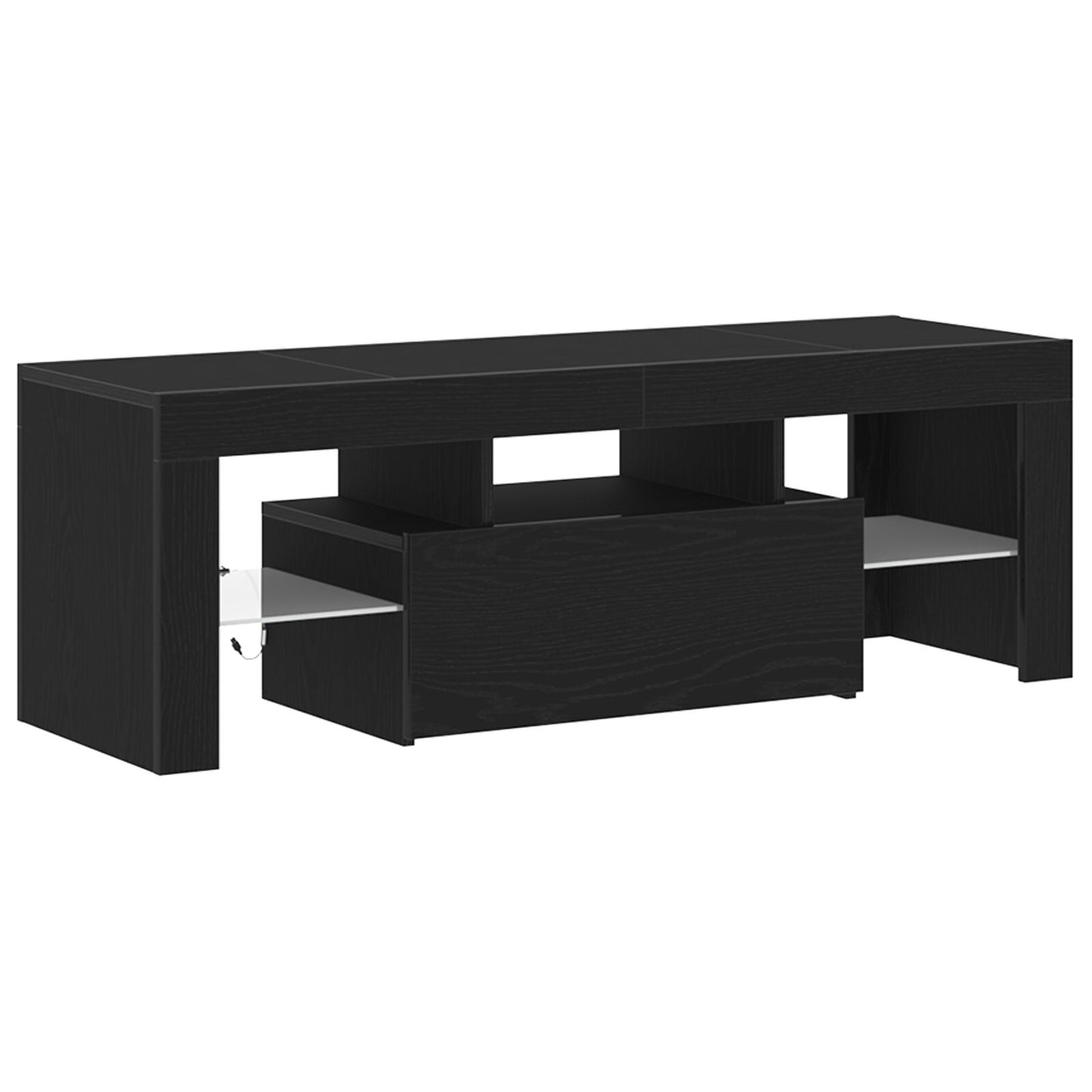 vidaXL TV-Schrank mit LED-Lichtern, schwarz, Eiche, 120x35x40 cm
