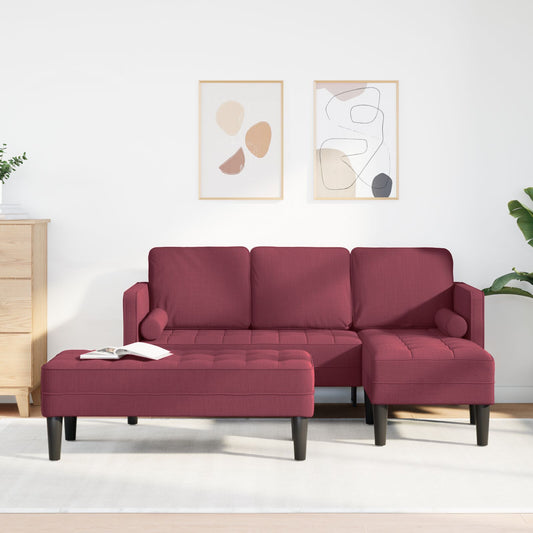 vidaXL 2-teiliges Sofa Set mit Kissen in burgunderrot