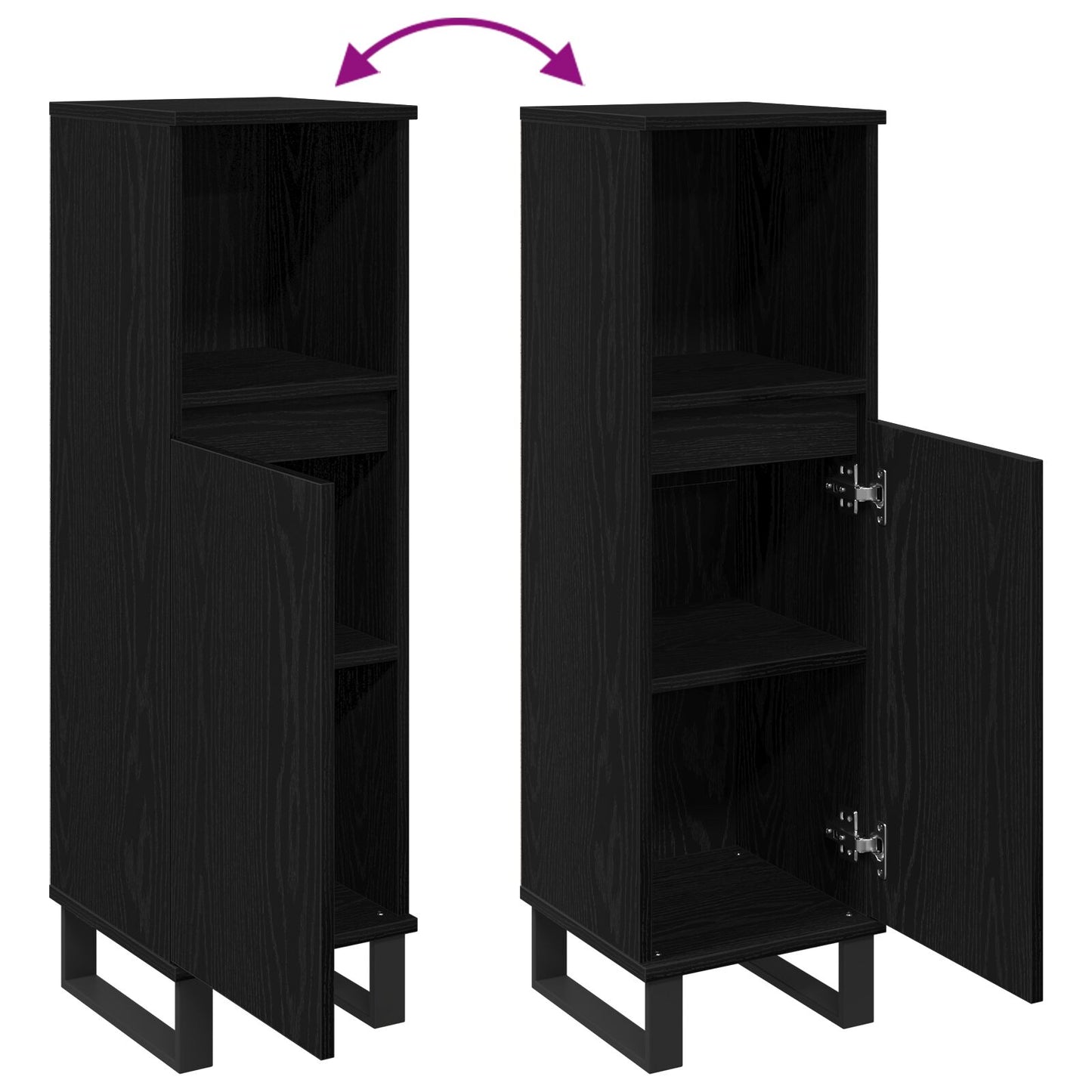 vidaXL Badezimmer Schrank Schwarz Eiche 30x30x100 cm Holzwerkstoff