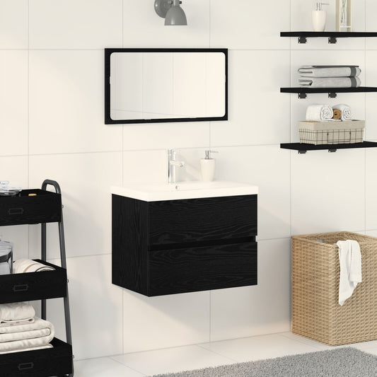 vidaXL Waschbeckenunterschrank mit integriertem Becken Schwarze Eiche Holzwerkstoff, vidaXL Waschbeckenunterschrank Schwarze Eiche 60x38,5x45 cm Holzwerkstoff