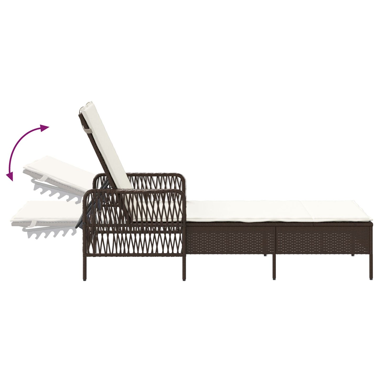 vidaXL Sonnenliege Set 3-teilig Braun und cremeweiß PE Rattan, Metall