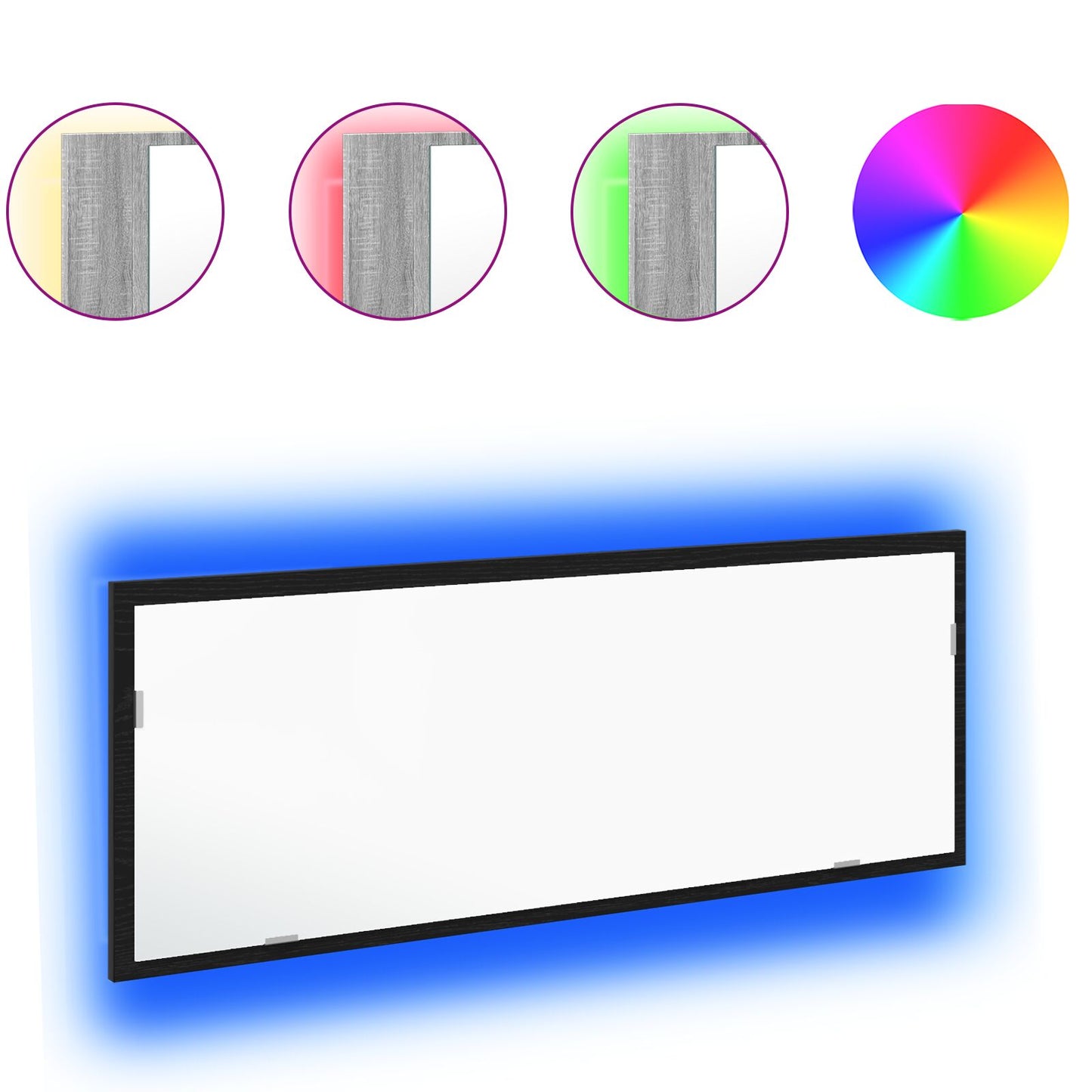 vidaXL LED Badspiegel Schwarz Eiche 100x8,5x37 cm Ingenieurholz