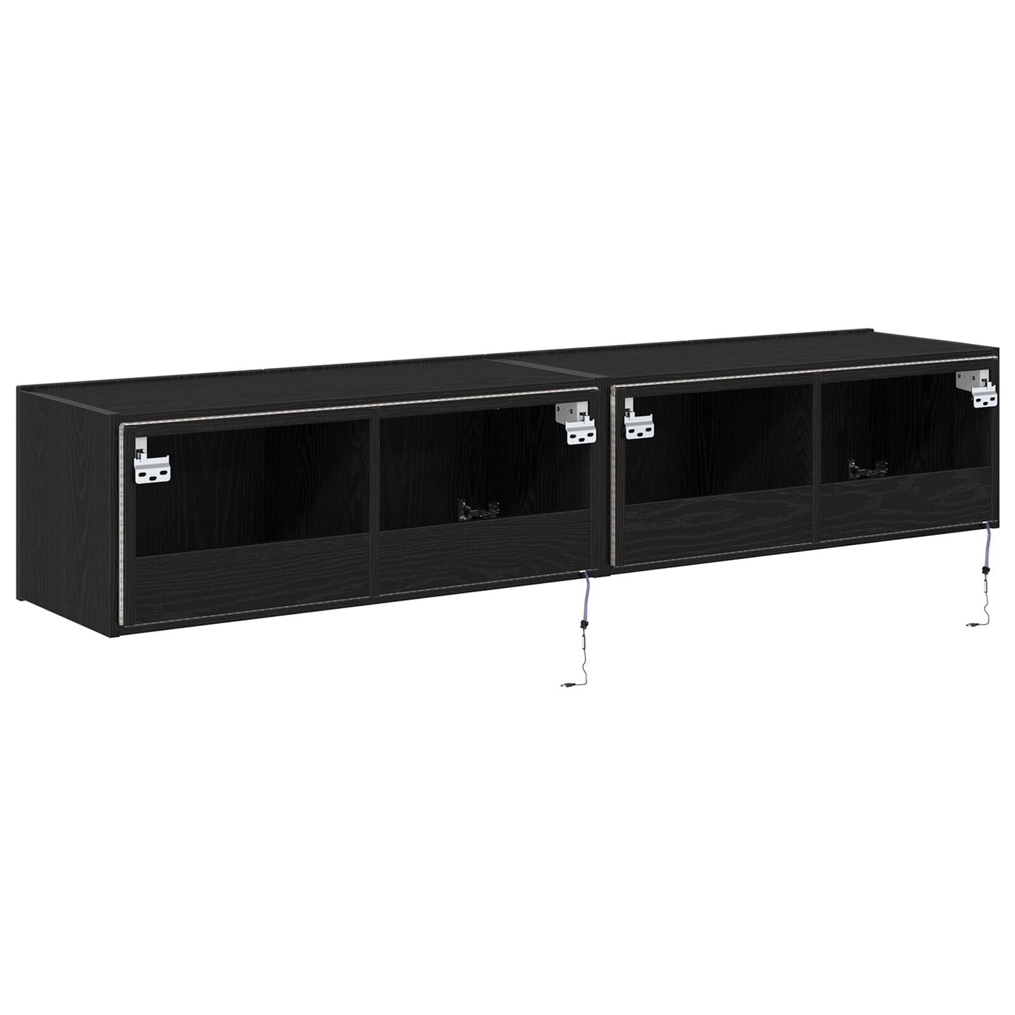 vidaXL TV Wandtische mit LED-Lichtern 2 Stück Schwarz Eiche 80x35x31 cm