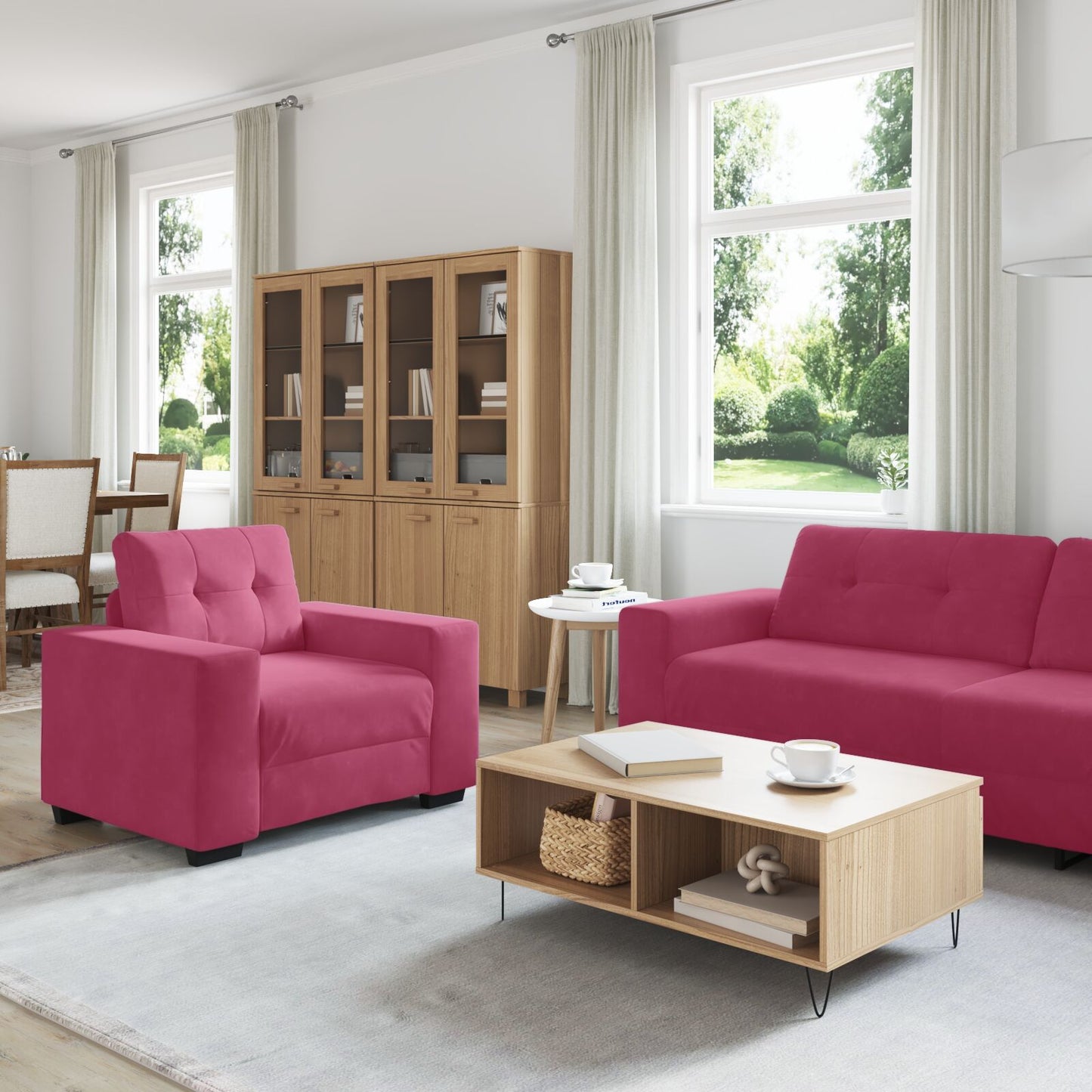 vidaXL 3-teiliges Sofaset mit Kissen Weinrot Samt
