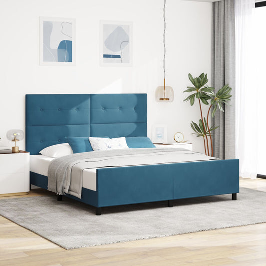 vidaXL Bettgestell Dunkelblau 180x200 cm Samt