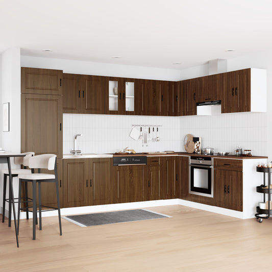 vidaXL Waschbeckenunterschrank ""Porto"" mit Waschbecken Braun Eiche 80x46x84,5 cm Holzwerkstoff