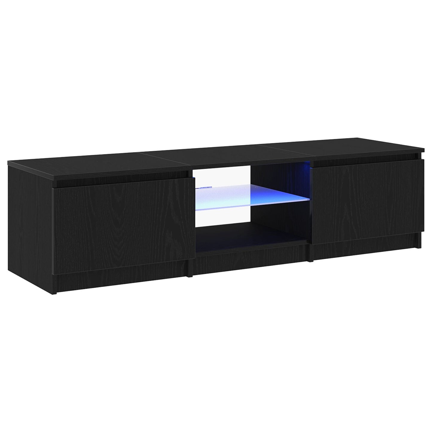 vidaXL TV-Schrank mit LED-Lichtern in Schwarz und Eiche, 140x40x35,5 cm, aus Holzwerkstoff