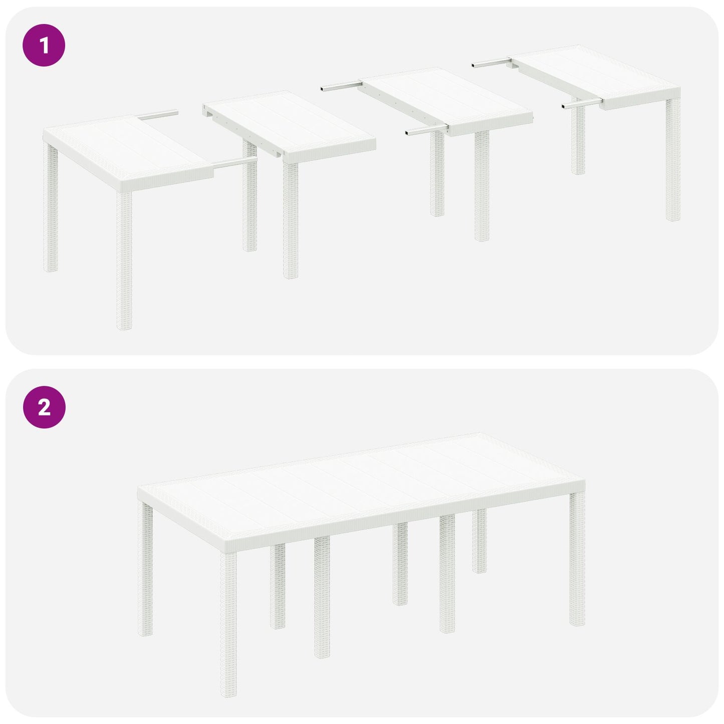 vidaXL 7-teiliges Garten Essgruppe mit Kissen Weiß Poly-Rattan