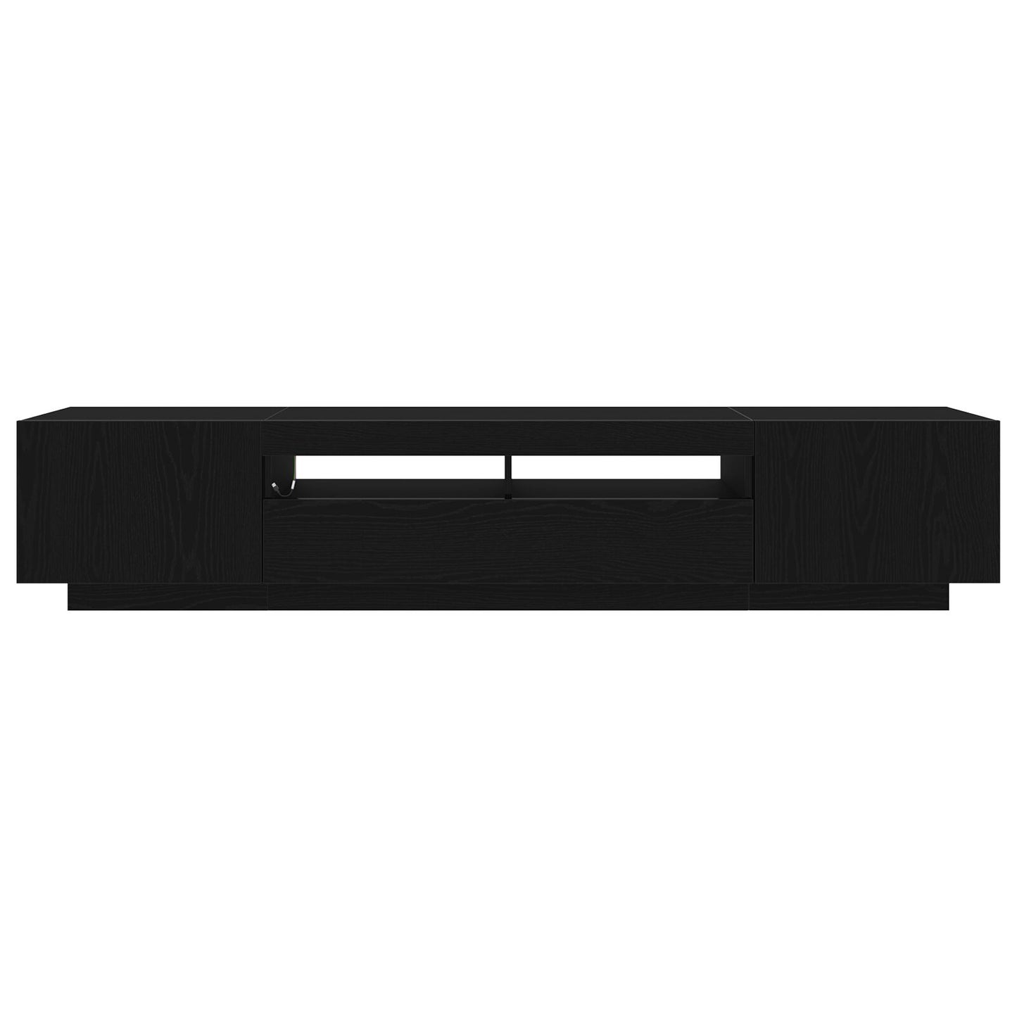 vidaXL TV-Schrank mit LED-Licht in Schwarz und Eiche 200x35x40 cm aus Holzwerkstoff