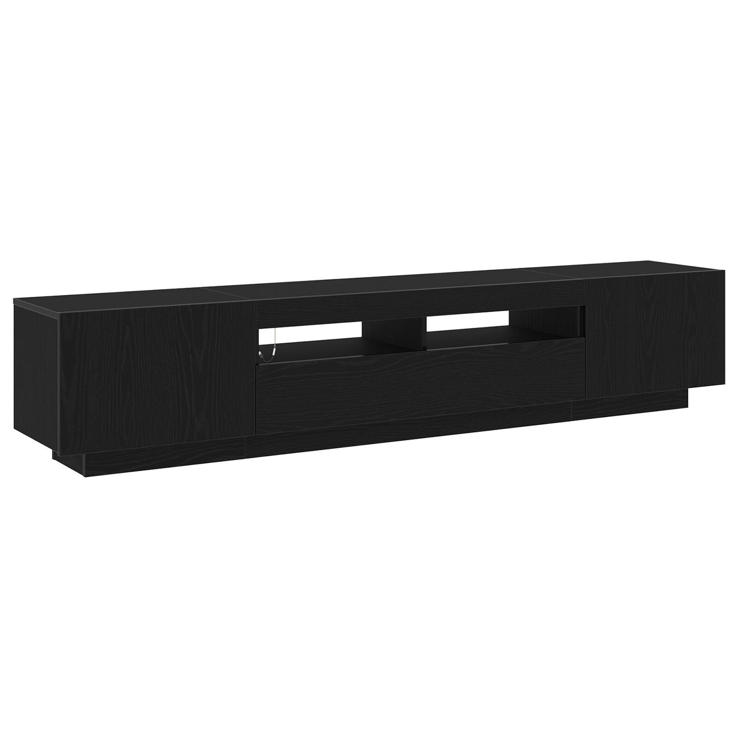vidaXL TV-Schrank mit LED-Licht in Schwarz und Eiche 200x35x40 cm aus Holzwerkstoff