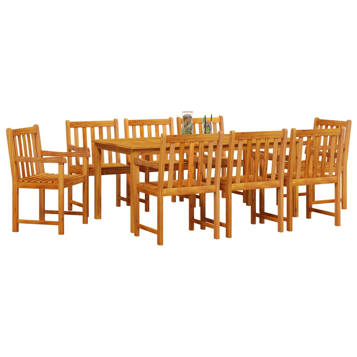 vidaXL 9-teiliges Garten-Esszimmer-Set aus massiven Akazienholz