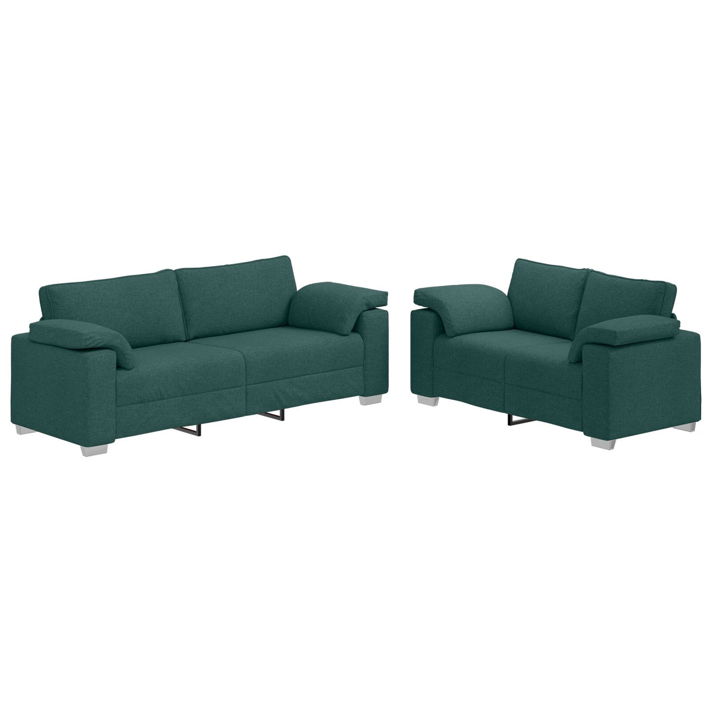 vidaXL 2-teiliges Sofaset mit Kissen Dunkelgrüner Stoff