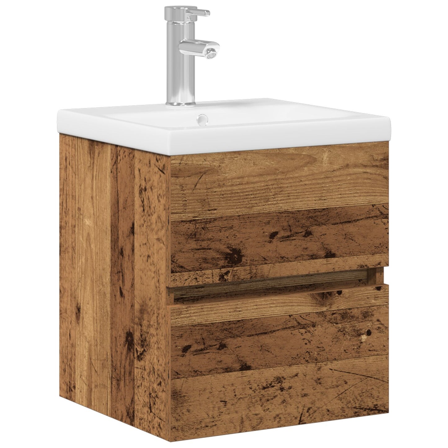 vidaXL Waschbeckenunterschrank mit eingebautem Becken Schwarze Eiche Ingenieure Holz, vidaXL Waschbeckenunterschrank Alter Holz 41x38,5x45 cm Ingenieure Holz