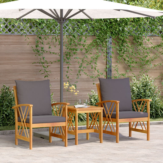 vidaXL 3-teiliges Garten-Lounge-Set mit Kissen aus solidem Akazienholz