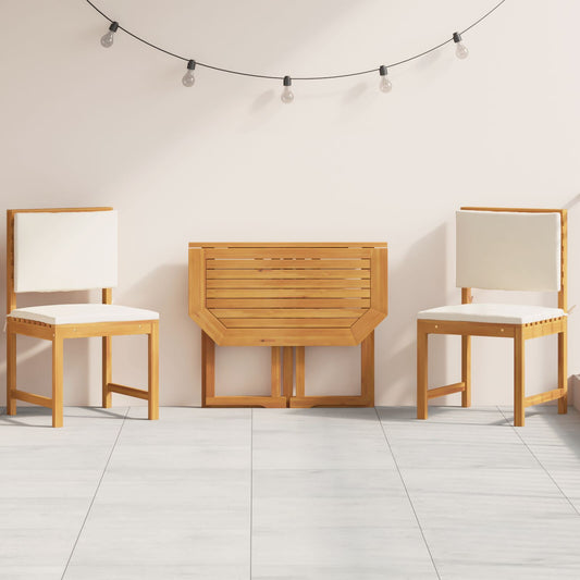 vidaXL 3-teiliges Garten-Bistro-Set mit Kissen aus massiven Akazienholz