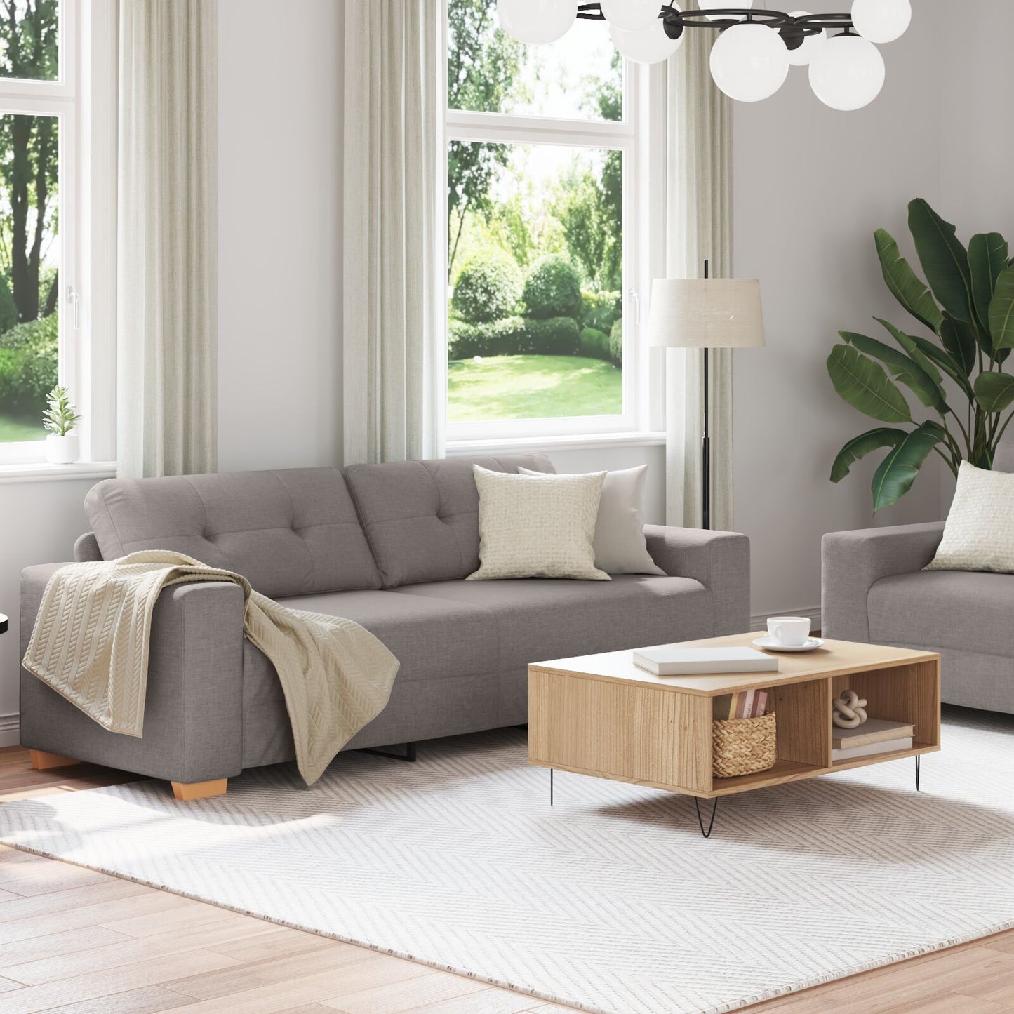 vidaXL 2-teiliges Sofa Set mit Kissen aus taupe Stoff