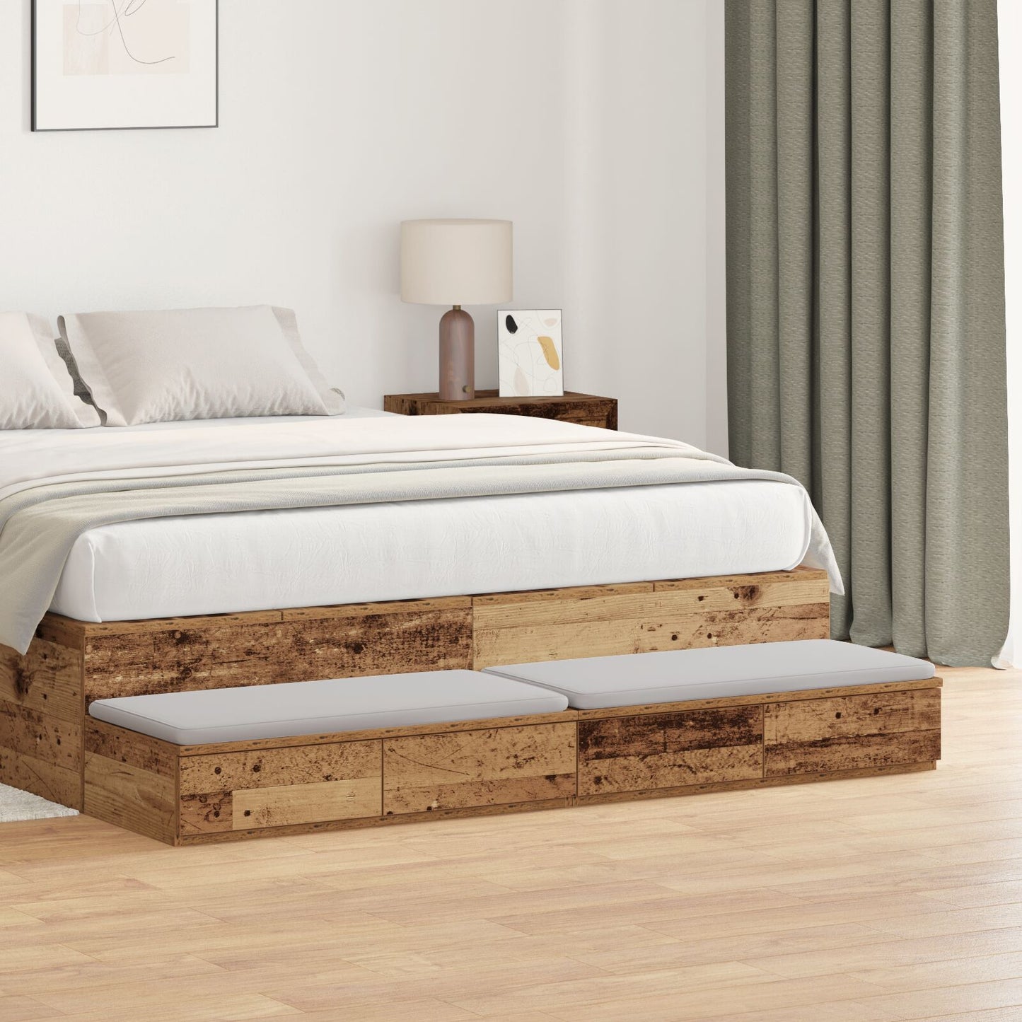 vidaXL Bettauflagen Alte Holz 135x36,5x16,5 cm Engineered Wood