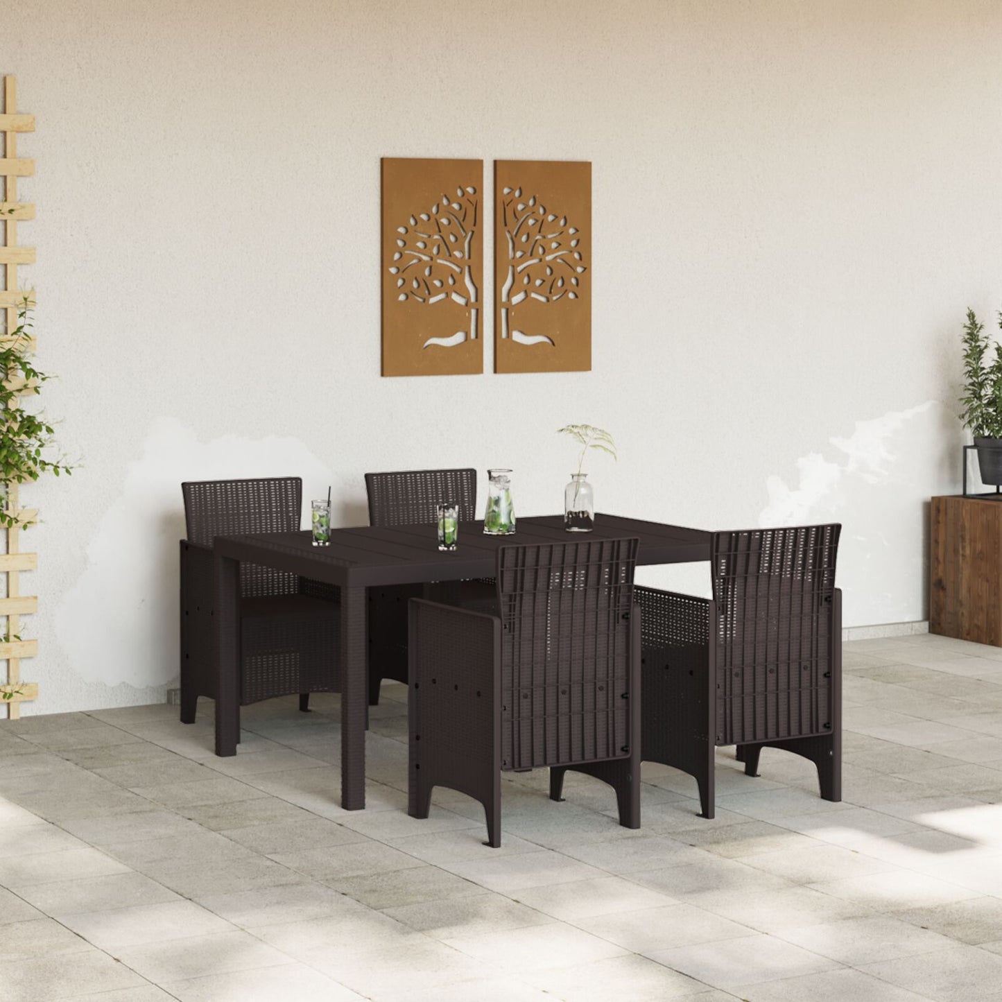 vidaXL 5-teiliges Garten Essset Braunes Poly-Rattan