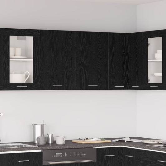 vidaXL Schwarzer Eichen-Hängeschrank - 80x31x60 cm - Aus Holzwerkstoff