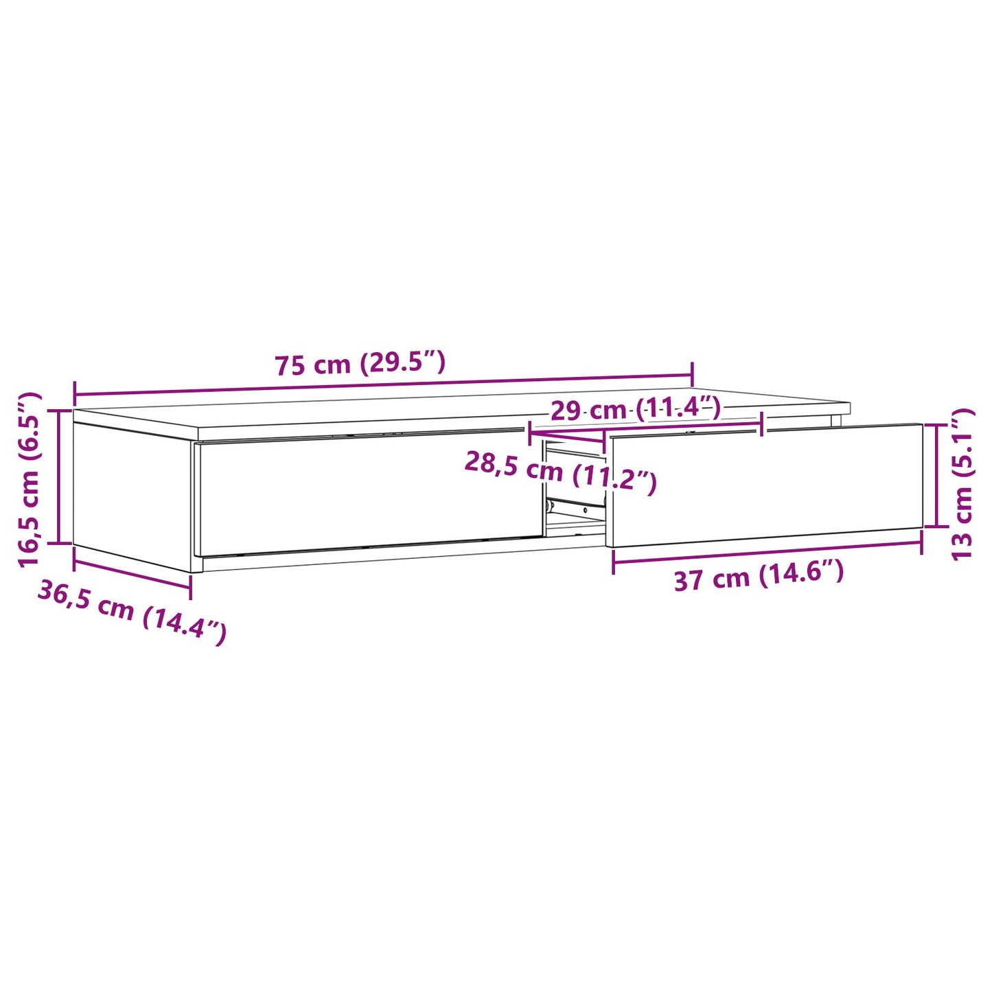 vidaXL Bettkästen Sonoma Eiche 75x36,5x16,5 cm Holzwerkstoff