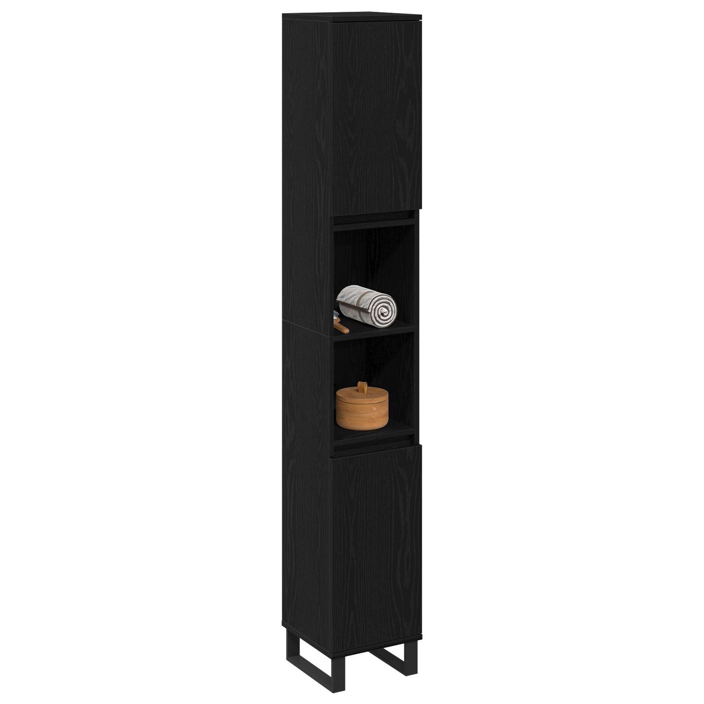 vidaXL Badezimmer Schrank Schwarz Eiche 30x30x190 cm Holzwerkstoff