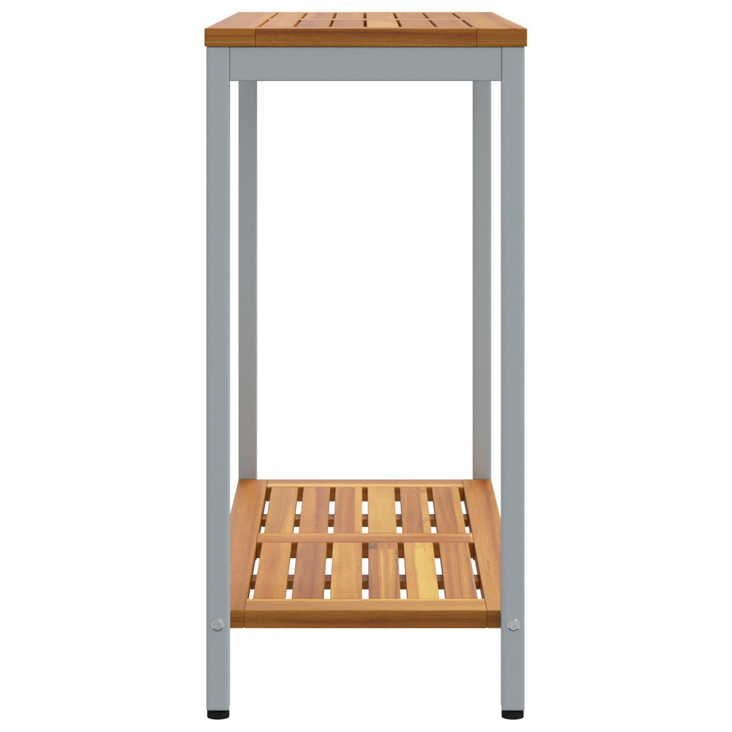 vidaXL Gartentisch Natur & Grau 35x80x75 cm Massivholz und Stahl