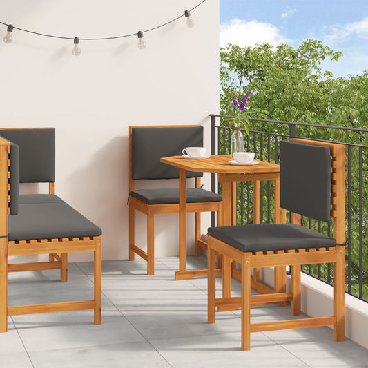 vidaXL 5-teiliges Garten-Esszimmer-Set mit Kissen aus massivem Akazienholz