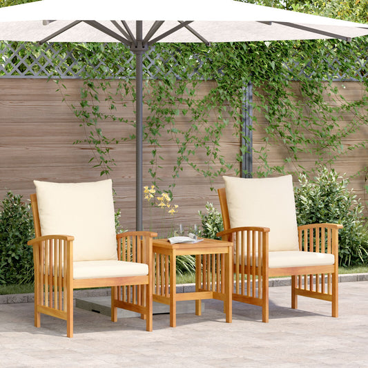 vidaXL 3-teilige Gartenlounge mit Kissen aus massiver Akazie