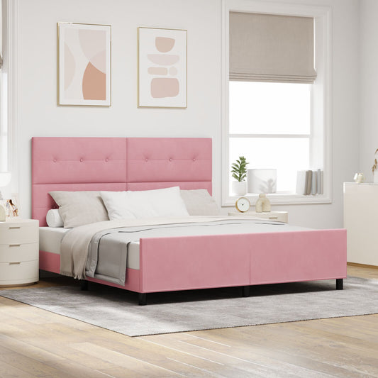 vidaXL Pinkes Samtbettgestell 180x200 cm