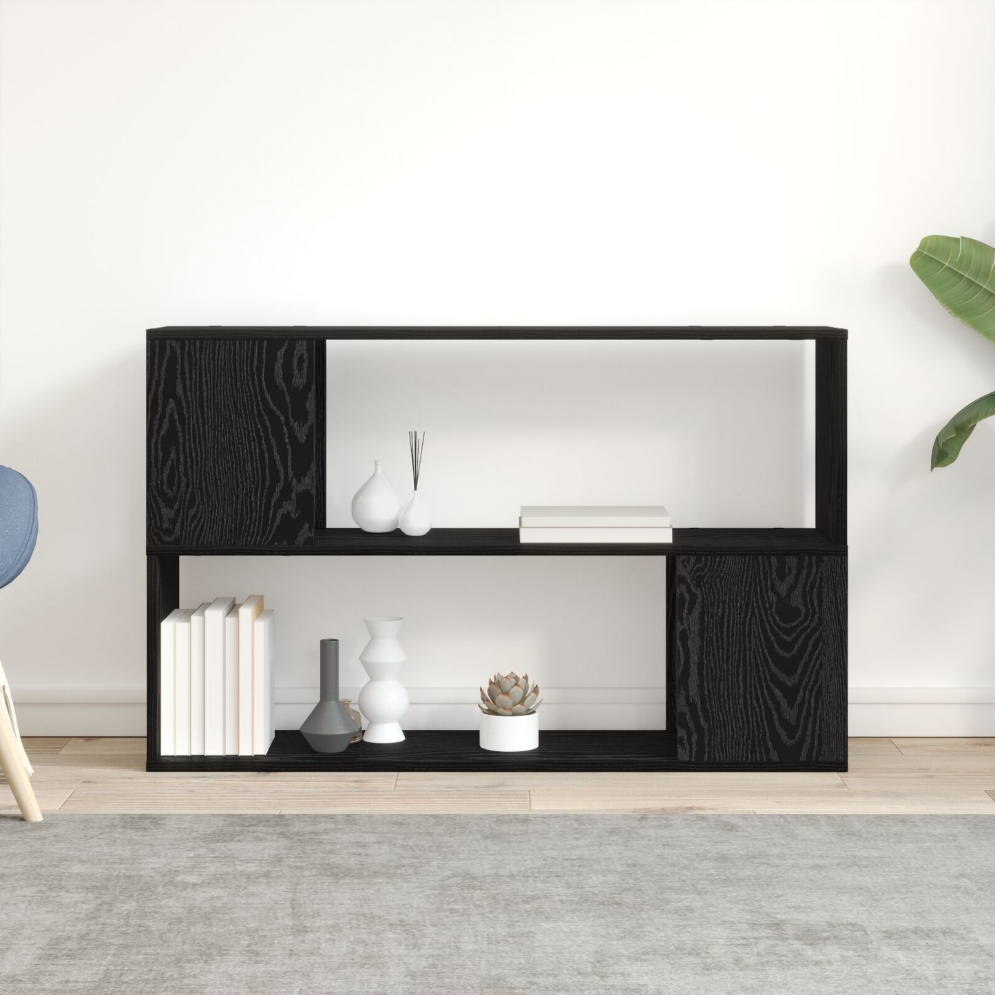 vidaXL Bücherregal Schwarz Eiche 100x24x63 cm aus Holzwerkstoff