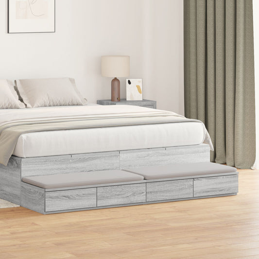 vidaXL Bett-Schubladen Grau Sonoma 135x36,5x16,5 cm aus Holzwerkstoff