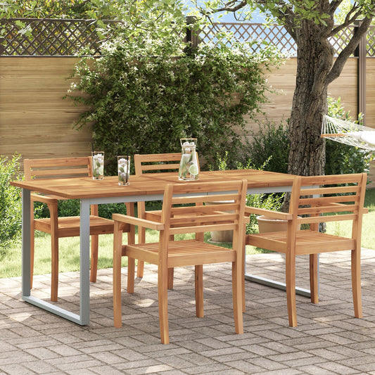 vidaXL Esstisch Grau 180x90x75 cm Stahl und Akazienholz