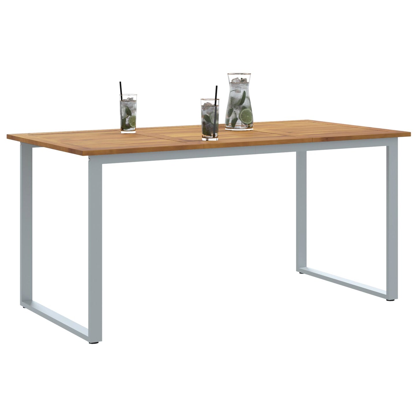 vidaXL Gartentisch Grau 160x80x75 cm Stahl & Massivholz Akazie