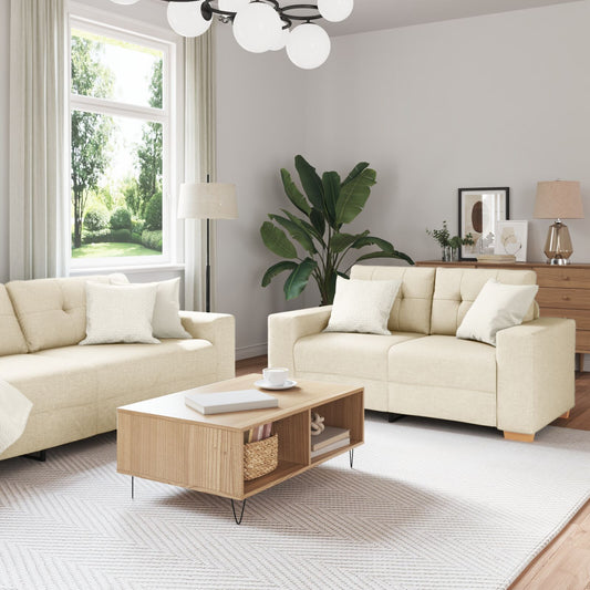 vidaXL 2-teiliges Sofaset mit Kissen Leinen