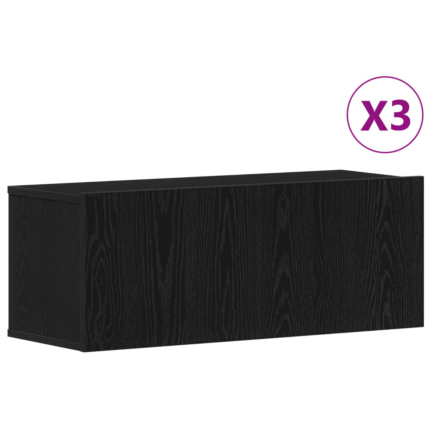 vidaXL 3-teilige TV-Cabinet-Set Schwarz aus Holzwerkstoff