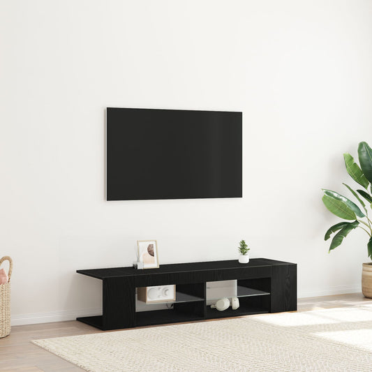 vidaXL TV-Schrank schwarz mit LED-Lichtern aus Eiche 135x39x30cm aus Ingenieurholz