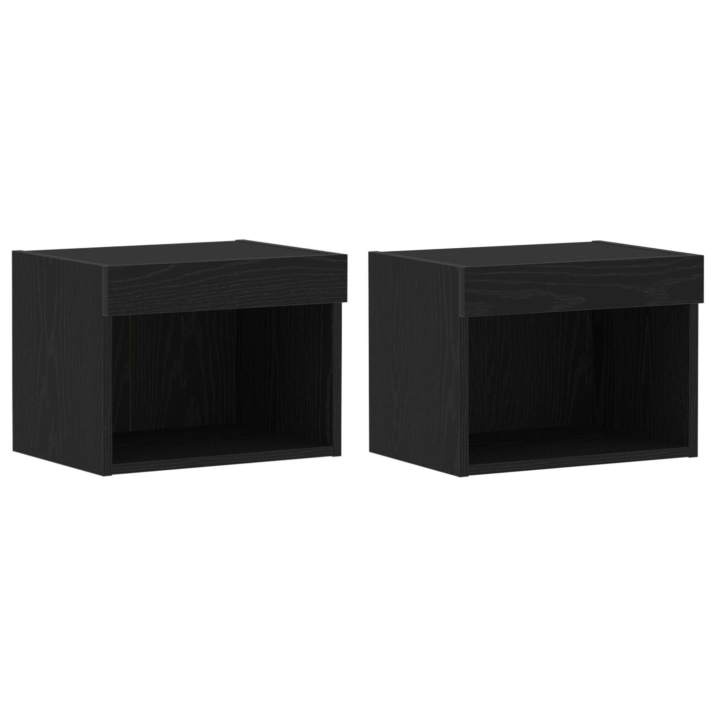 vidaXL Wandschränke mit LED-Lichtern 2 Stück Schwarz Eiche 40x30x30 cm