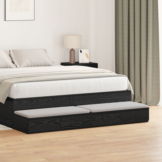 vidaXL Bett-Schubladen Schwarz 135x36,5x16,5 cm Holzwerkstoff