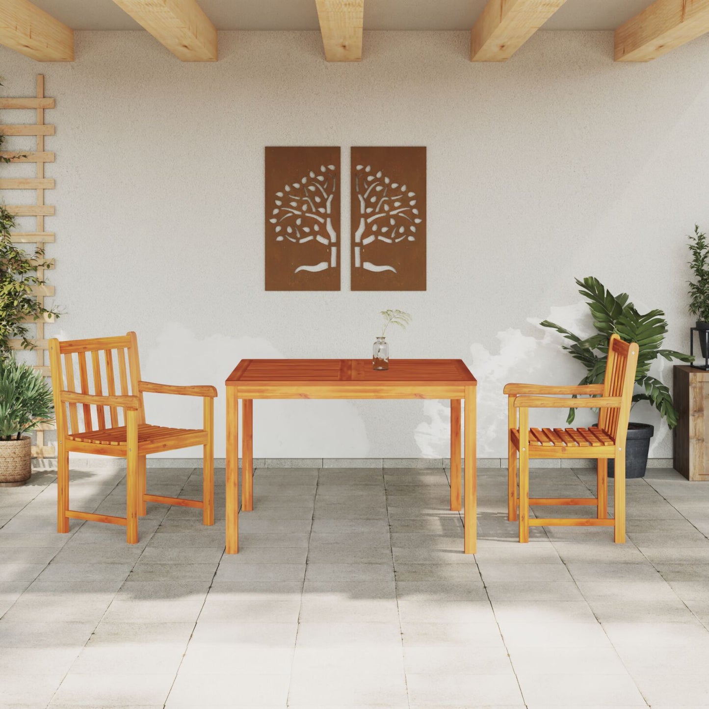 vidaXL 3-teiliges Garten-Esszimmer-Set aus massivem Akazienholz