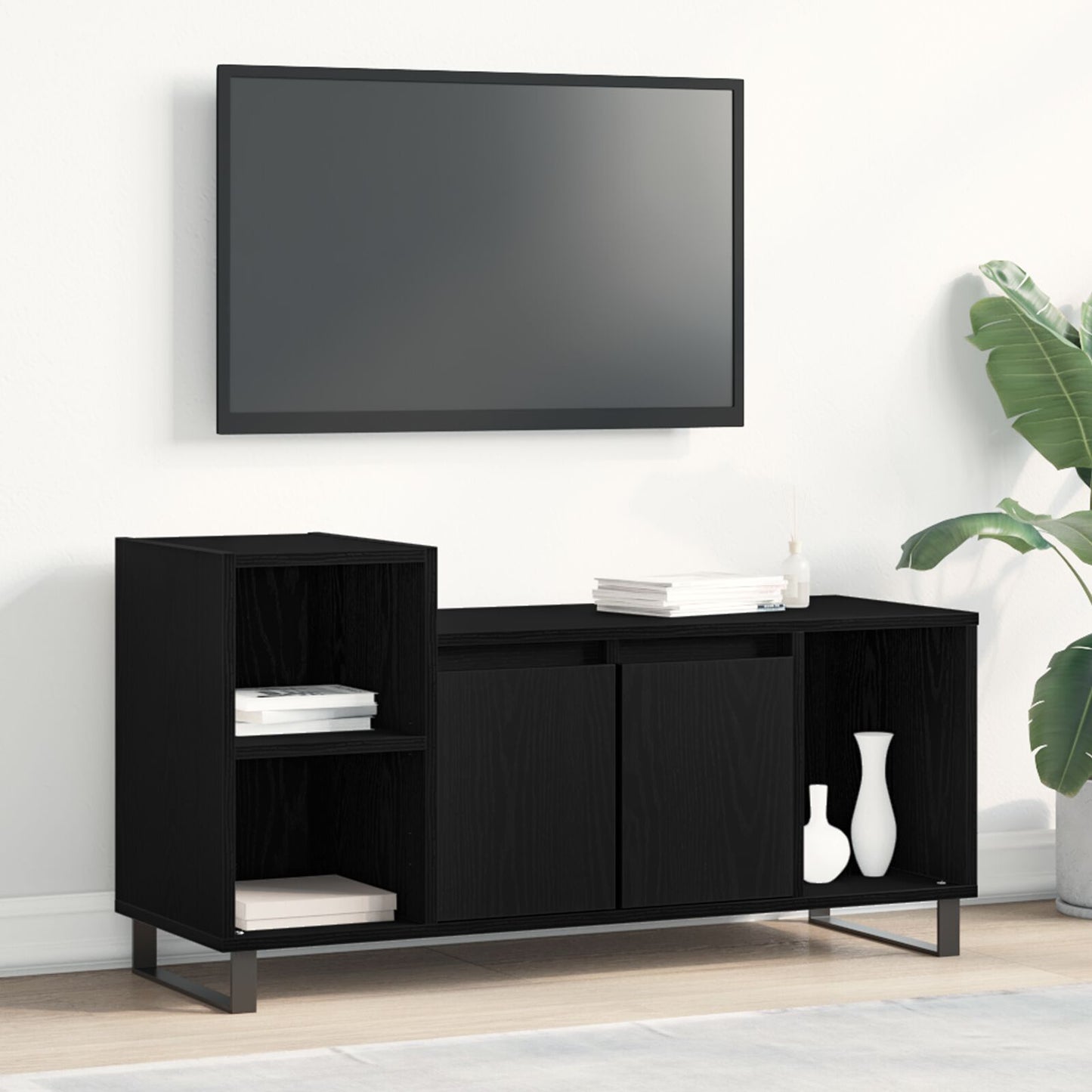 vidaXL TV-Bank Schwarz Eiche 100x35x55 cm Werkstoff