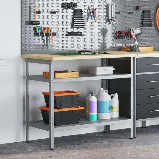 vidaXL Arbeitstisch in Grau, 100x55x85 cm, aus Stahl und Holzwerkstoff