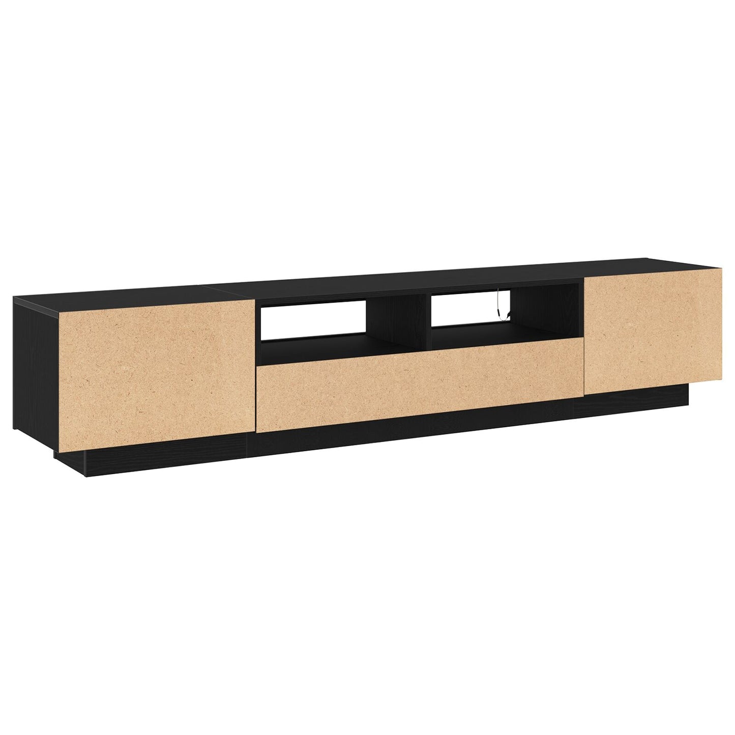 vidaXL TV-Schrank mit LED-Licht in Schwarz und Eiche 200x35x40 cm aus Holzwerkstoff