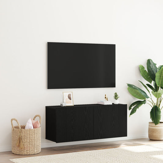 vidaXL TV-Wandregal Schwarz Eiche 100x30x41 cm Spanplatte