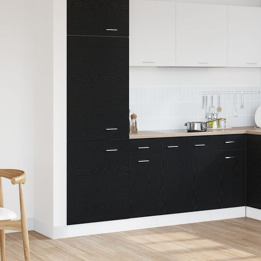vidaXL Schwarzer Eichen-Ziehenunterbau-Schrank - 30x46x81.5 cm