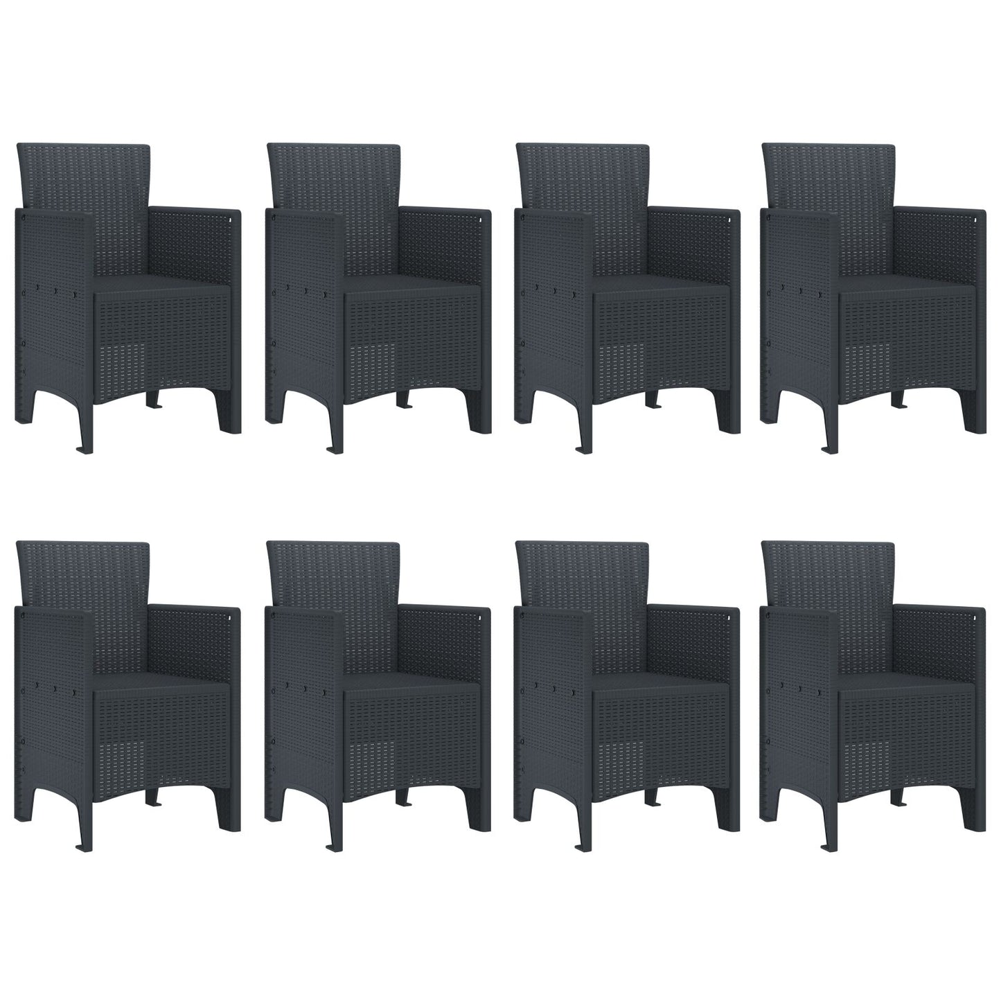 vidaXL 9-teiliges Garten Essset Anthrazit Poly-Rattan