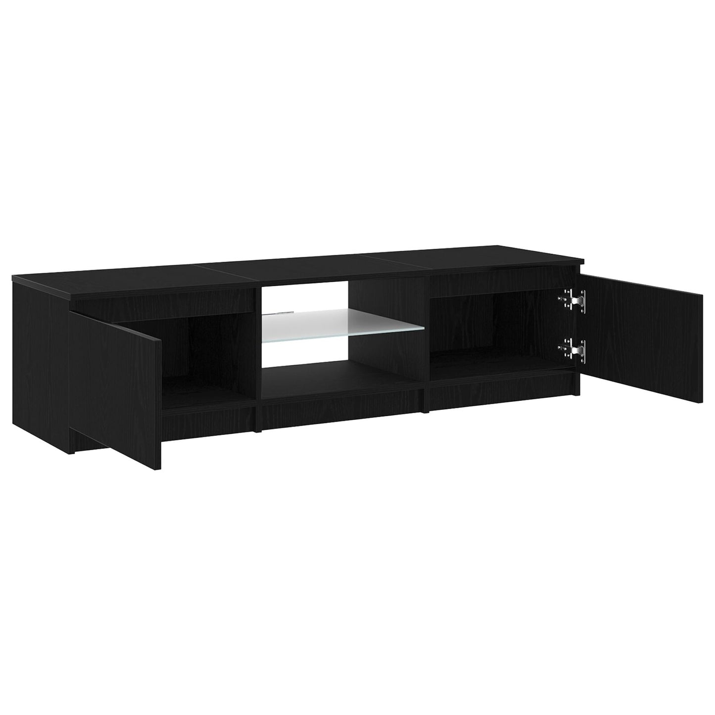 vidaXL TV-Schrank mit LED-Lichtern in Schwarz und Eiche, 140x40x35,5 cm, aus Holzwerkstoff